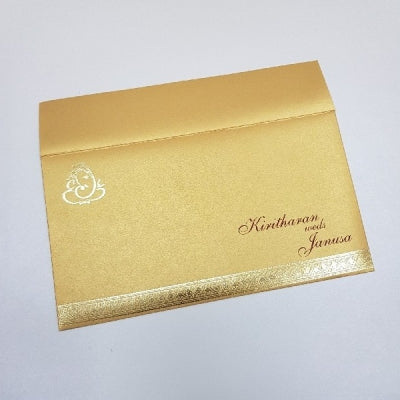 Golden Ganesha Foil Printed Indian Wedding Invitation: W-1009