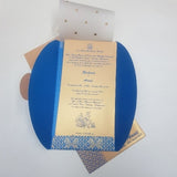 Sky Blue & Gold Color Vellum Wedding Invitation: W-1236