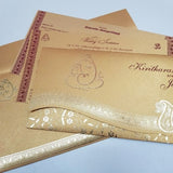 Golden Ganesha Foil Printed Indian Wedding Invitation: W-1009