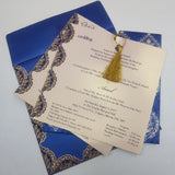 Blue Pocket Wedding Invitation with Tassel : W-1244