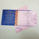 Baby Pink & Blue Color Damask Design Indian Wedding Invitation: W-1100