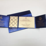 Luxury Padded Blue & Gold Magnetic Wedding Invitation: W-1181