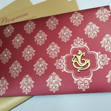 Paisley Printed Red & Gold Invitation with Custom 3D Motif: W-1245