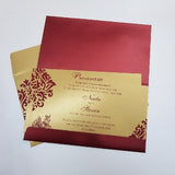 Paisley Printed Red & Gold Invitation with Custom 3D Motif: W-1245