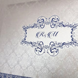 Silver & Blue Floral Indian Wedding Invitation: W-1089