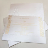 White & Gold Ornamental Designed Wedding Invite: W-1713