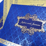 Blue Color Square Indian Wedding Invitation with Hot Foil Frame: R-2036