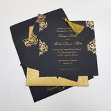 Square Black & Gold Tassel Wedding Invitation: W-1718