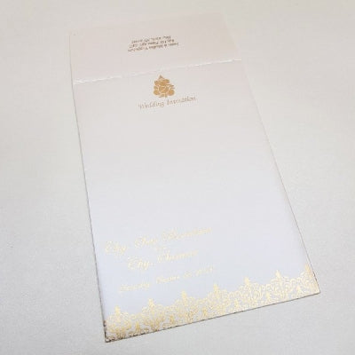 Elegant White & Gold Indian Wedding Invitation: W-1721