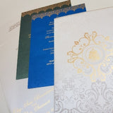 Elegant White & Gold Indian Wedding Invitation: W-1721