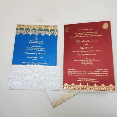 Elegant White & Gold Indian Wedding Invitation: W-1721