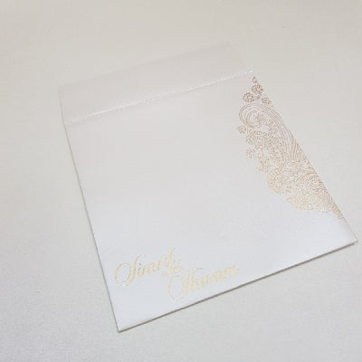 White & Gold Foil Printed Indian Wedding Card with Rhinestone: W-1729