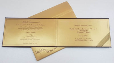 Purple Satin & Gold Color Floral Padded Indian Wedding Invite with Rhinestone Decoration: T6-537