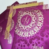 Dark Palm Color Designer Square Wedding Invitation with Rhinestone Decoration: W-845