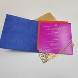 Damask Designed Indian Wedding Cards with Rhinestones: W-1743