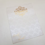 White Square Damask Designed Wedding Invitation: W-1736