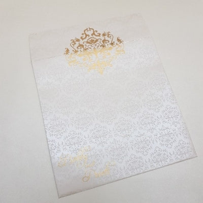 White Square Damask Designed Wedding Invitation: W-1736