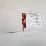 White Square Damask Designed Wedding Invitation: W-1736