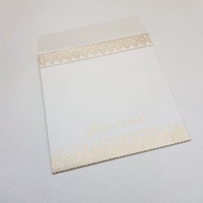 White & Gold Tri Fold Wedding Invitation with 3d Motif: W-645WH