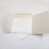 White & Gold Tri Fold Wedding Invitation with 3d Motif: W-645WH