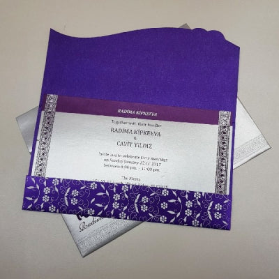 Silver & Purple Wedding Invitation | Order from India: W-1703