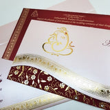 Peach Color Ganesha Foil Printed Wedding Invitation : W-1704