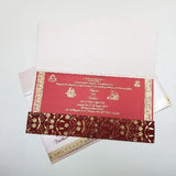 Peach Color Ganesha Foil Printed Wedding Invitation : W-1704