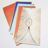 White Invitation with Bright Color Inner Leafs: W-1720