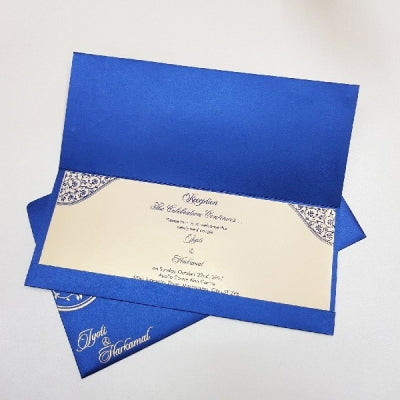 Blue Floral Design Regal Indian Wedding Cards: W-1709