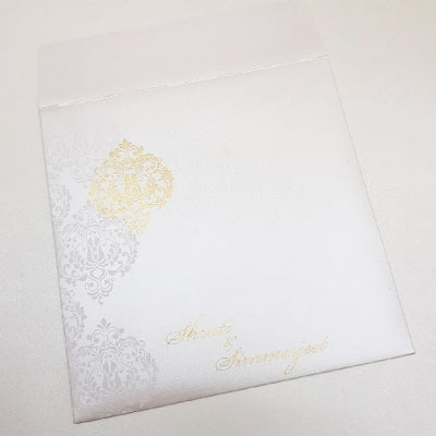 White Indian Wedding Invitation with Maroon Ribbon and 3d Heart Motif: J-270