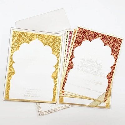 Maharaja Theme Sikh Hardbound Padded Invitation: T6-7114