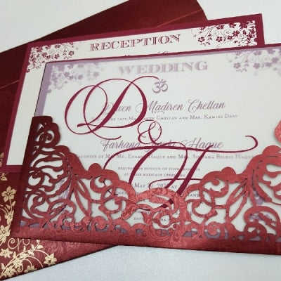 Laser Cut Premium Maroon Invitation: W-453