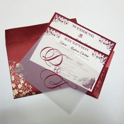 Laser Cut Premium Maroon Invitation: W-453