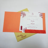 Red 3D Gold Ganesha Indian Wedding Invitation: J-019