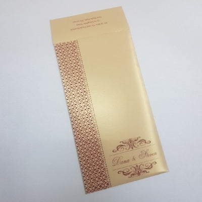 Gate Fold Maroon & Gold Invitation with Vellum Leaf and Gold Sticker: W-1112