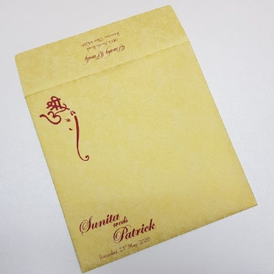 Red 3D Gold Ganesha Indian Wedding Invitation: J-019