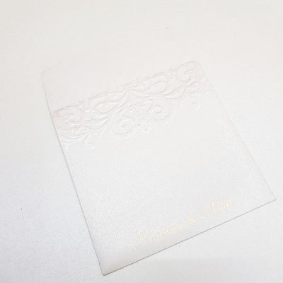 White Pocket Style Laser Cut Invitation: L-401