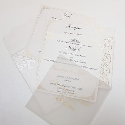 White Pocket Style Laser Cut Invitation: L-401