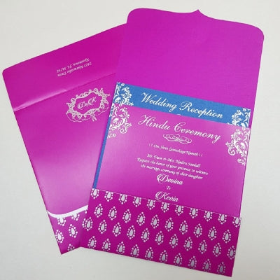 Hot Pink & Silver Foiled Indian Wedding Card: R-2021