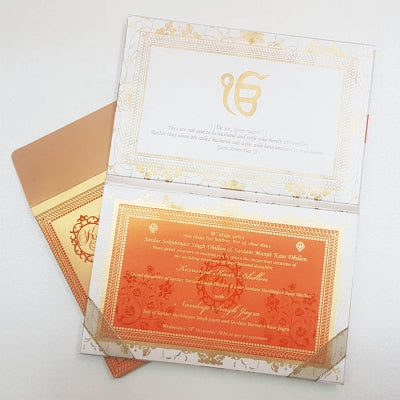 Custom Handmade Padded Invitation with Satin Ribbon & Laser-cut Wooden Emblem: T5-021