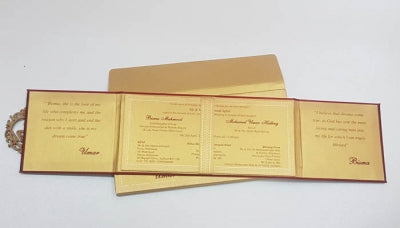 Gate Fold Hardcover Satin Invitation with Customized Laser Cut Emblem and Rhinestones: T5-003