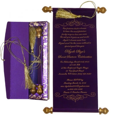 Wooly Fabric Paper Scroll Invitation Msi-701