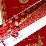 Shimmery Finish Paper Box With Red Velvet Fabric Scroll Invite T1-520