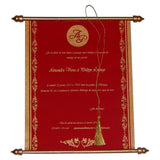 Shimmery Finish Paper Box With Red Velvet Fabric Scroll Invite T1-520