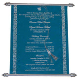 Shimmery Finish Paper Box With Velvet Fabric Blue Scroll Invite T1-521