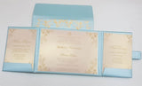 Tiffany Blue & Gold Color Hardbound Magnetic Indian Wedding Invitation: T5-1143